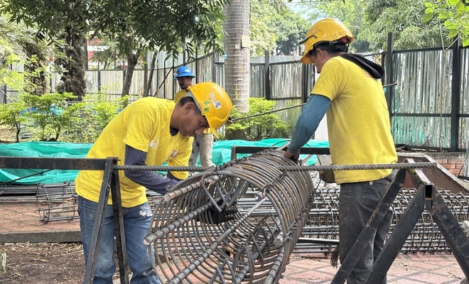 Así avanzan las obras en Santa Librada: el colegio más emblemático de Cali ya tiene cimentación y protección estructural en sus bloques A y H