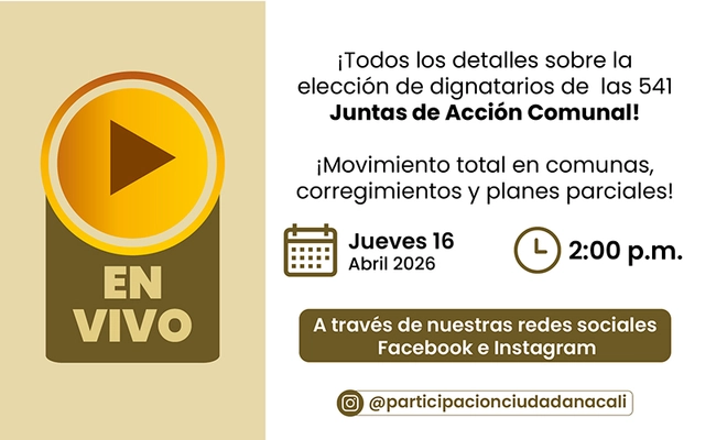 Conéctese el jueves 16 de abril al ‘En vivo’ de la Sría. de Participación Ciudadana: le contamos todo sobre las elecciones de Juntas de Acción Comunal