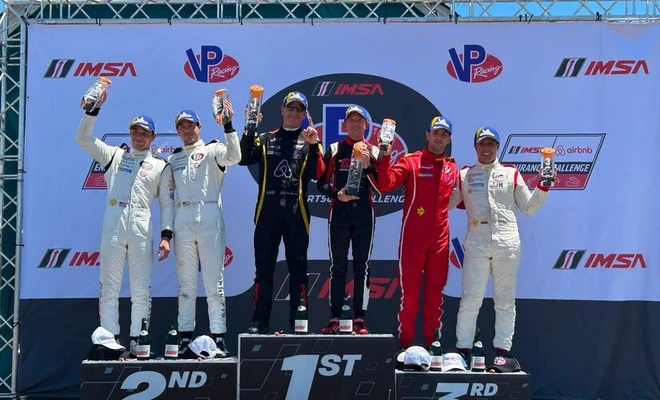 Óscar Tunjo subió al podio en Virginia y amplió su liderato en el ‘Campeonato IMSA’ norteamericano