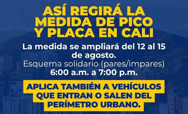Cali implementa esquema solidario de ‘pico y placa’ para apoyar la atención de la emergencia