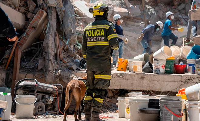 Unidad especial de la Policía Nacional apoya labores de búsqueda y rescate en Cali