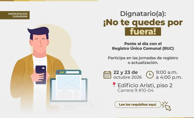 Organismos comunales tendrán jornadas especiales para tramitar el Registro Único Comunal el 22 y 23 de octubre