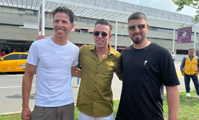 Rigoberto Urán recibe en Cali a Peter Sagan, Rui Costa y Óscar Sevilla, entre varias de las figuras que llegan para el Giro de Rigo