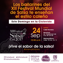 Los bailarines del Festival Mundial de Salsa en la Ciclovida
