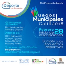 Inscripciones XIII Juegos Municipales Cali 2018
