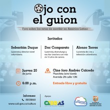 OJO AL GUIÓN - jueves 20 de junio a las 6:00 p.m. en el Cine Foro Andrés Caicedo