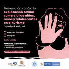 Prevención contra la explotación sexual comercial de niñas, niños y adolescentes en el turismo.