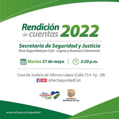 Invitación a la Primera Rendición de Cuentas Secretaria de Seguridad y Justicia Mayo 2022