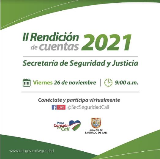 Invitación a la Segunda Rendición de Cuentas Seguridad y Justicia Noviembre de 2021