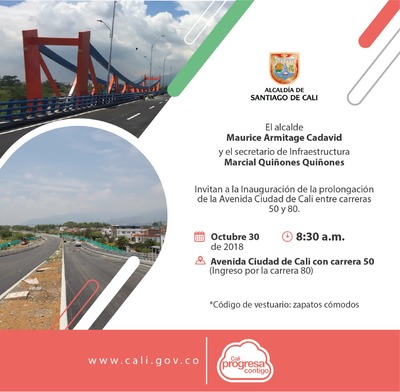 Inauguración de la proloncación de la avenida ciudad de cali entre carreras 50 y 80