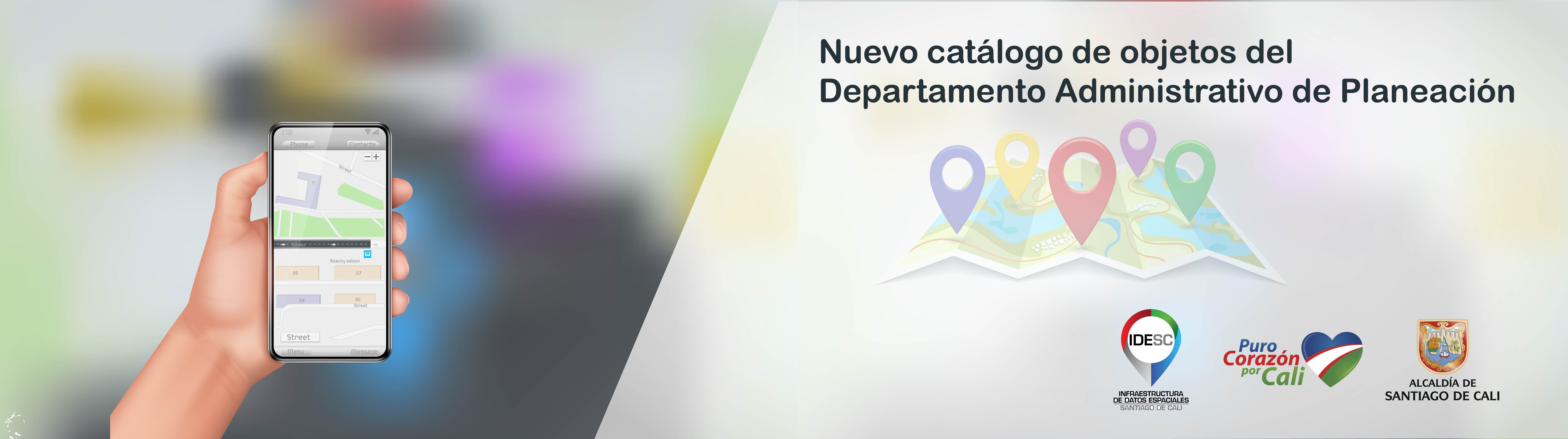 Pieza gráfica que contiene la imagen de un mapa sobre el cual se posa un ícono de posición con una mujer saludando y al fondo un mapa con calles, árboles e íconos de posición  y aún lado los logos institucionales.