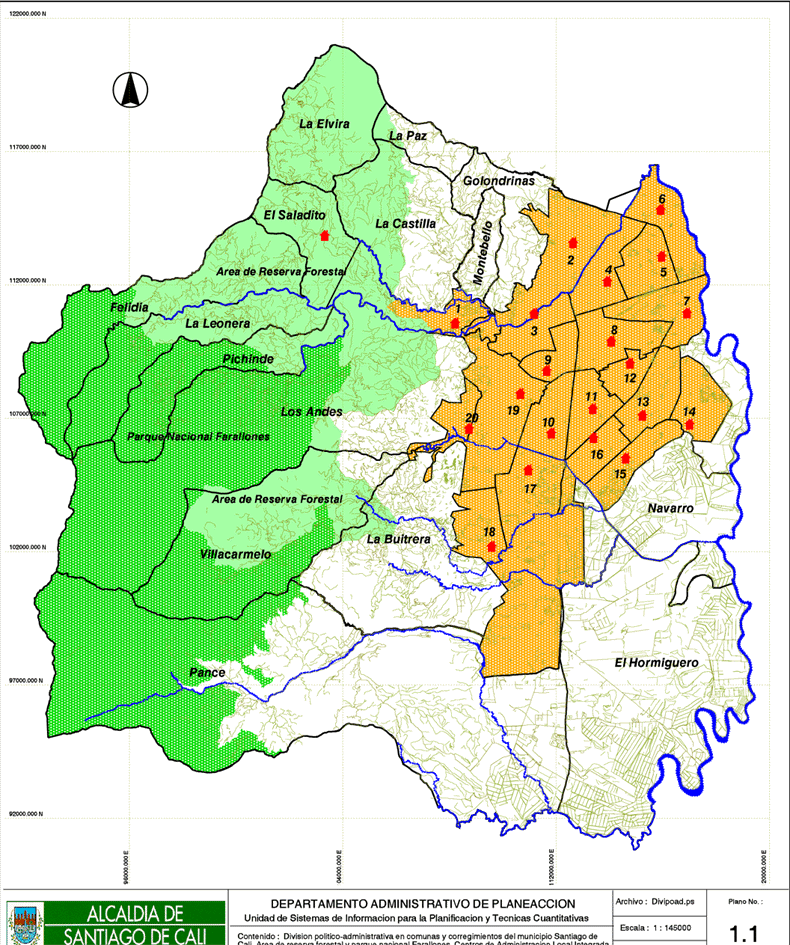 Division politicoadministrativa del municipio de Santiago de Cali...en
