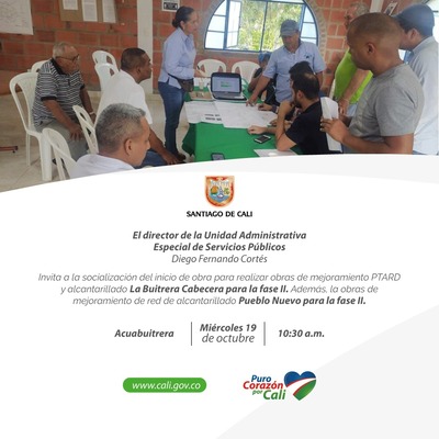 Socialización del proyecto de mejoramiento PTARD en la Buitrera, Cabecera.